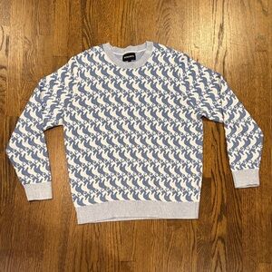 Bonobos Blue and White Patterned Crewneck Sweater